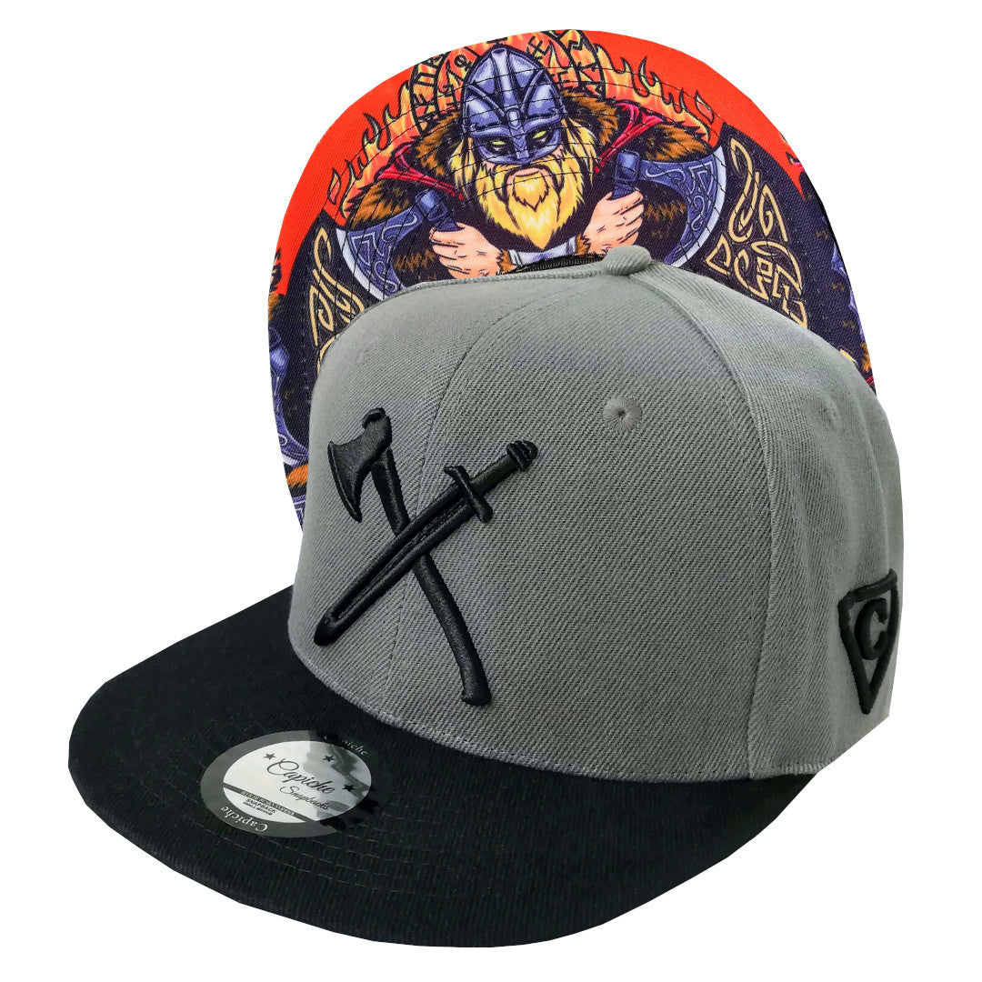 The Viking Snapback - Grey/Black - Capiche Caps Best Sellers