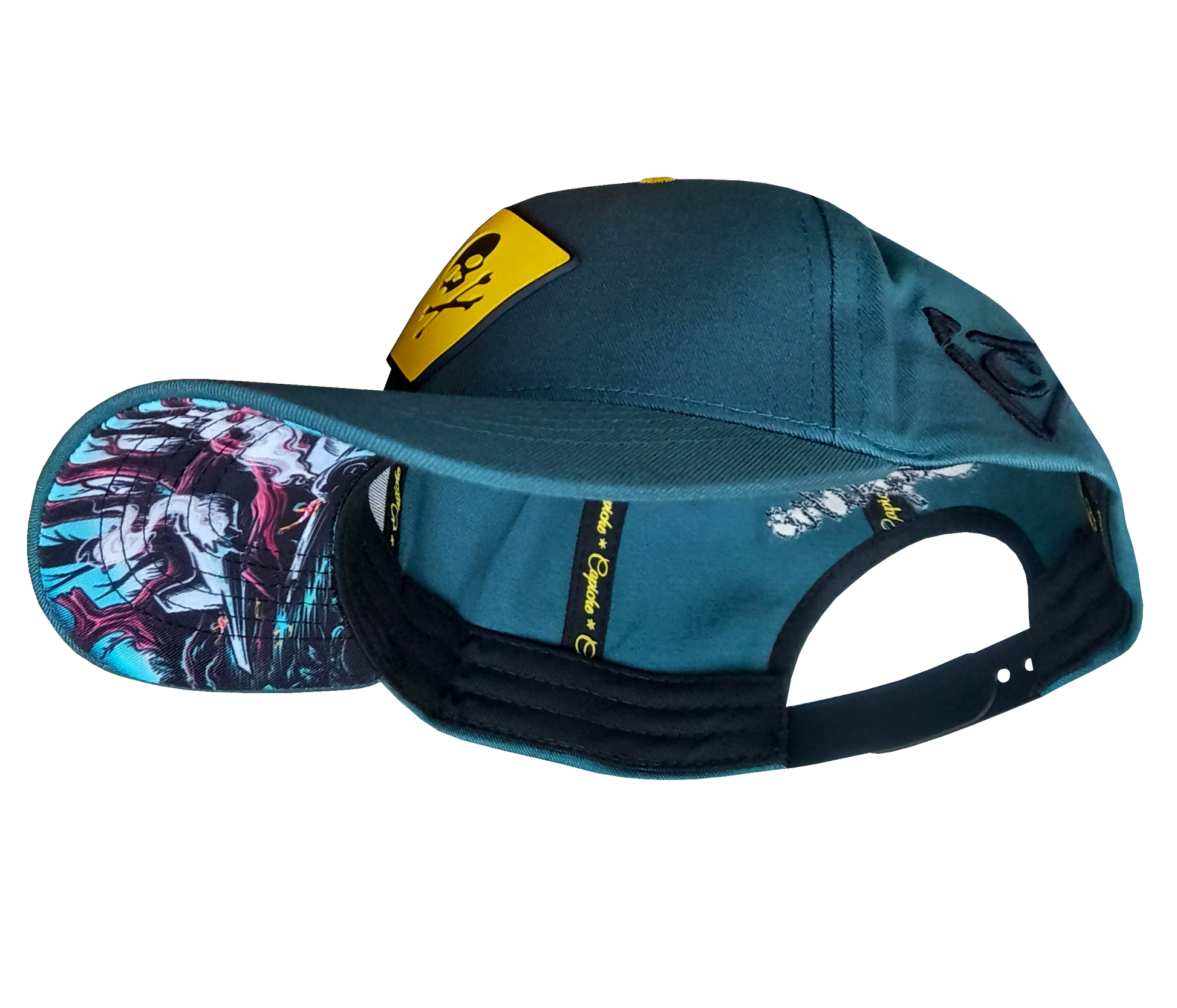 Mayday Curved Cap - Blue & Yellow Rubber - Capiche Caps Rubber