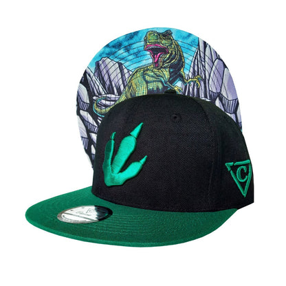 T-rex Snapback Child Size - Black/Green - Capiche Caps Black