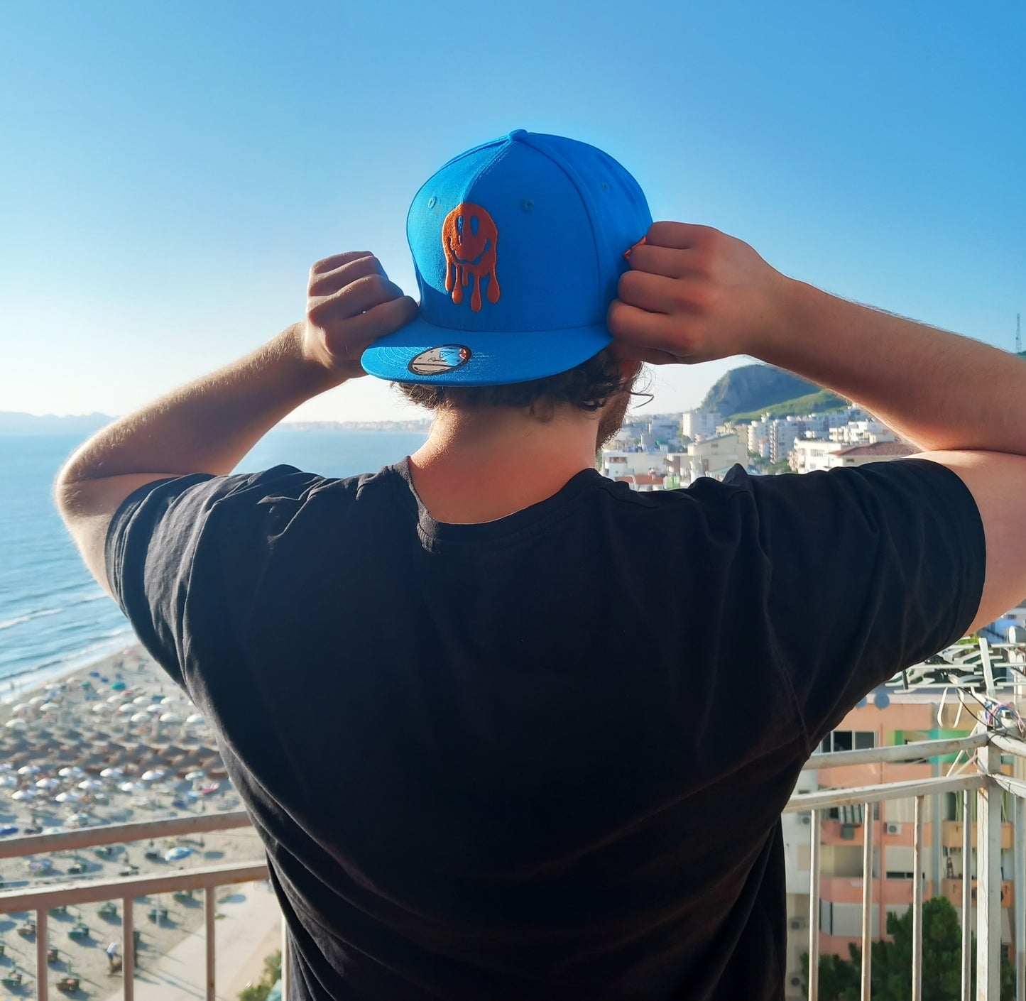 Smiley Gang Snapback - Blue/Orange - Capiche Caps Orange