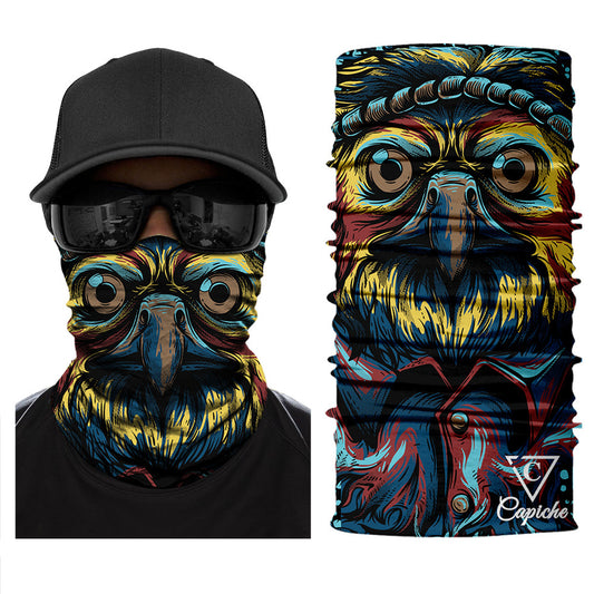 Mighty Eagle Biker Mask - Yellow/Blue - Capiche Caps Biker Mask