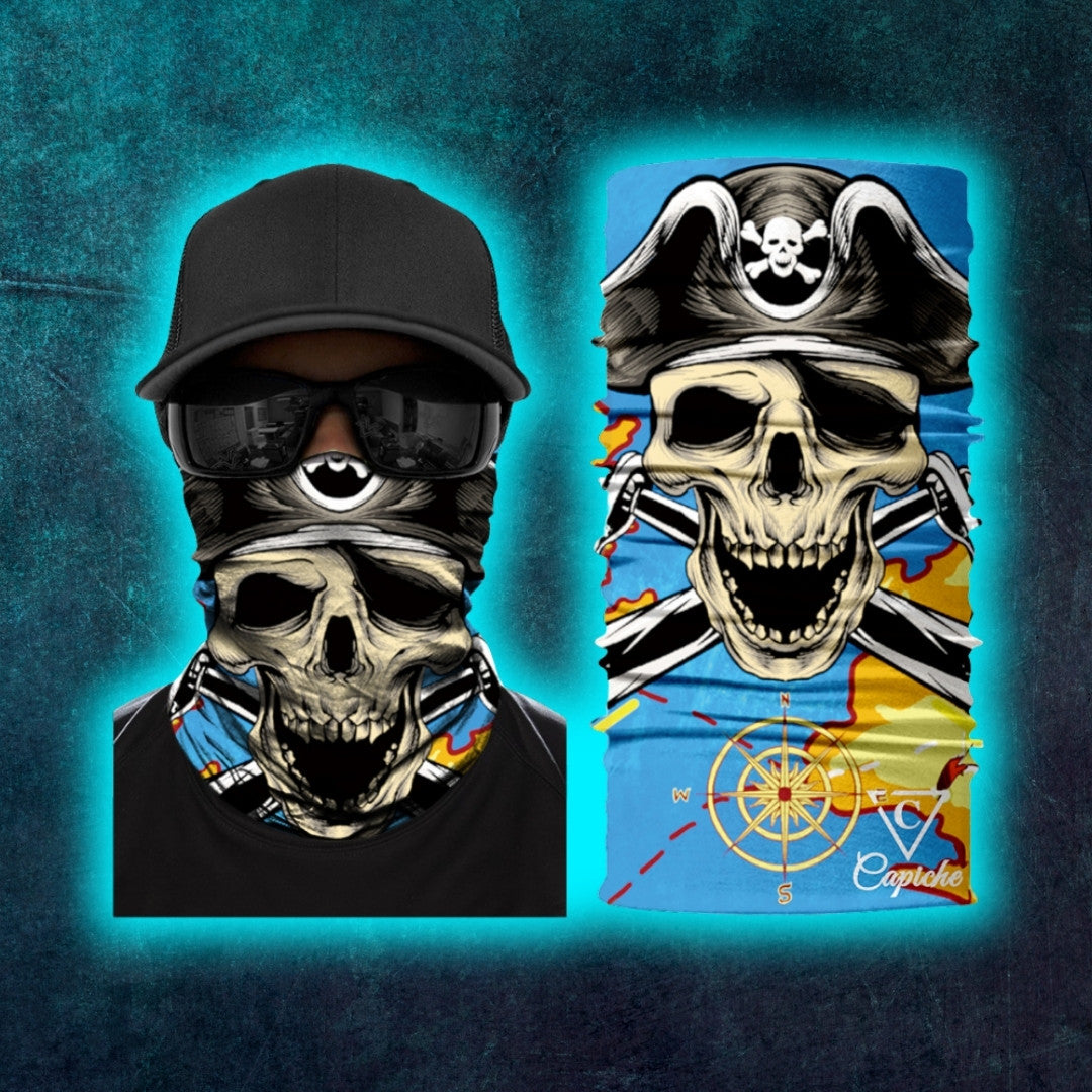 Treasure Map Biker Mask - Blue - Capiche Caps Biker Mask