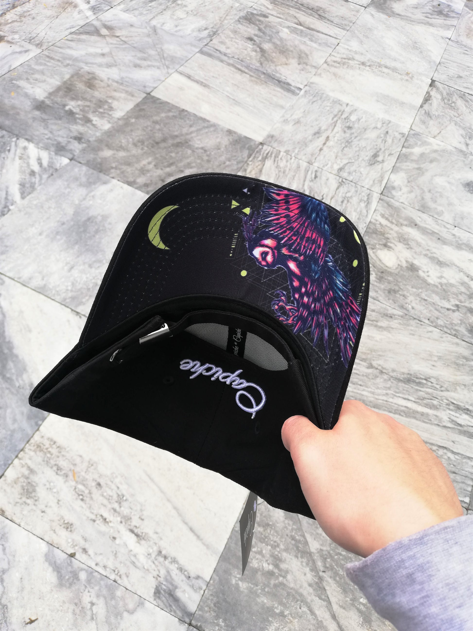 Focused Owl Curved Baseball Cap - Black - Capiche Caps Curved Cap