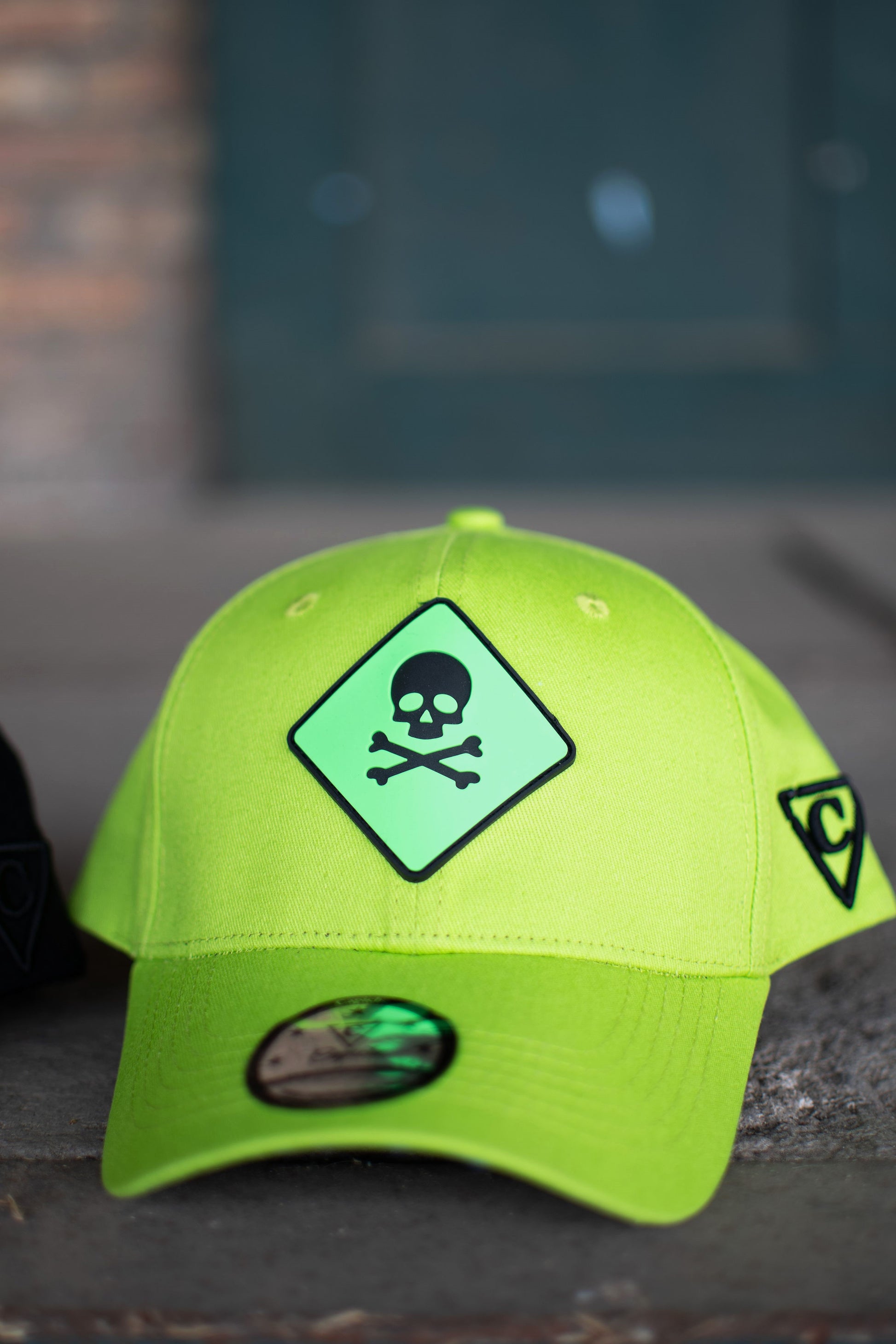 Toxic Tsunami Curved Cap - Neon Green - Capiche Caps Rubber