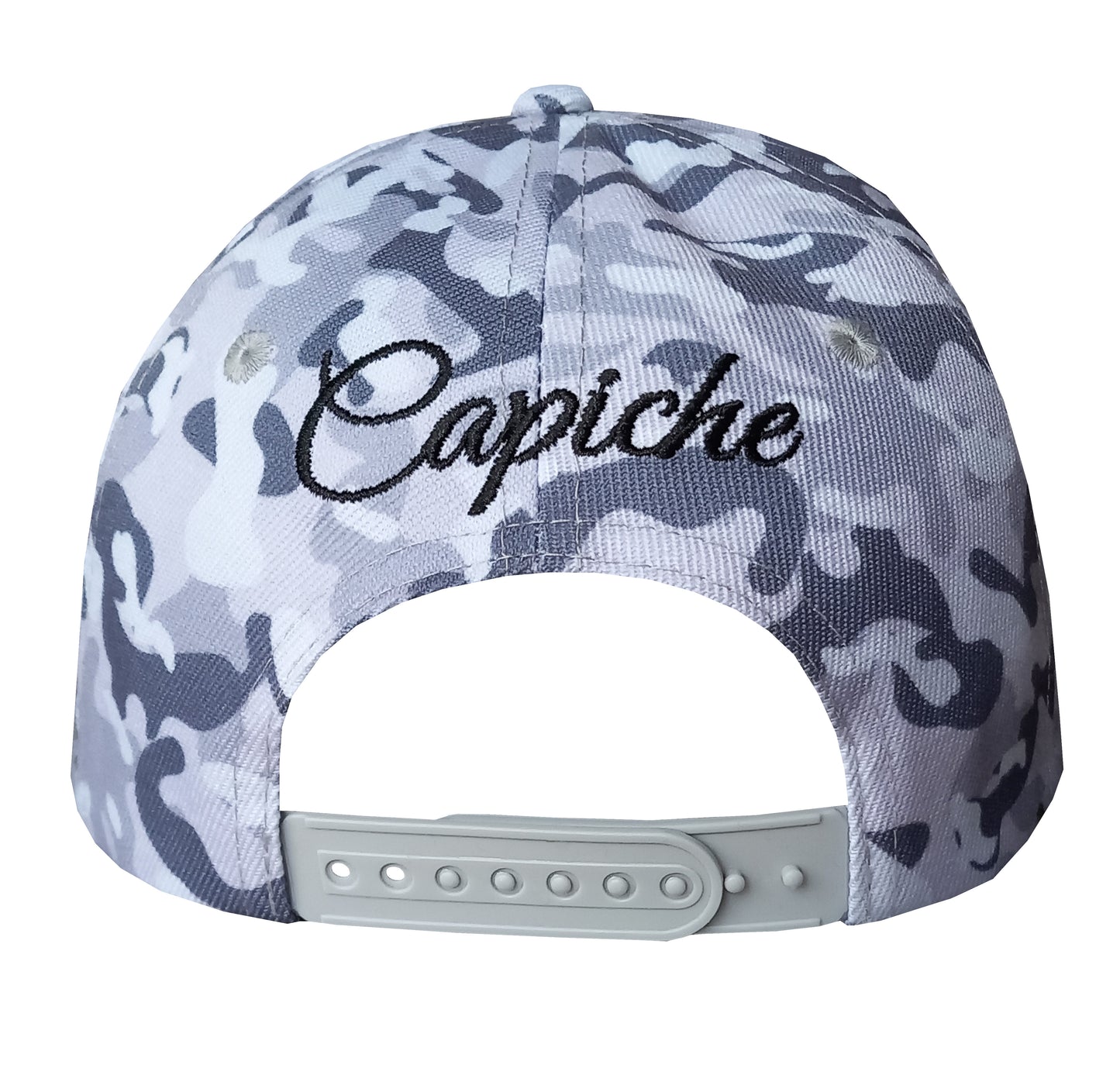 Grey Camo Curved Baseball Cap - Grey - Capiche Caps Black