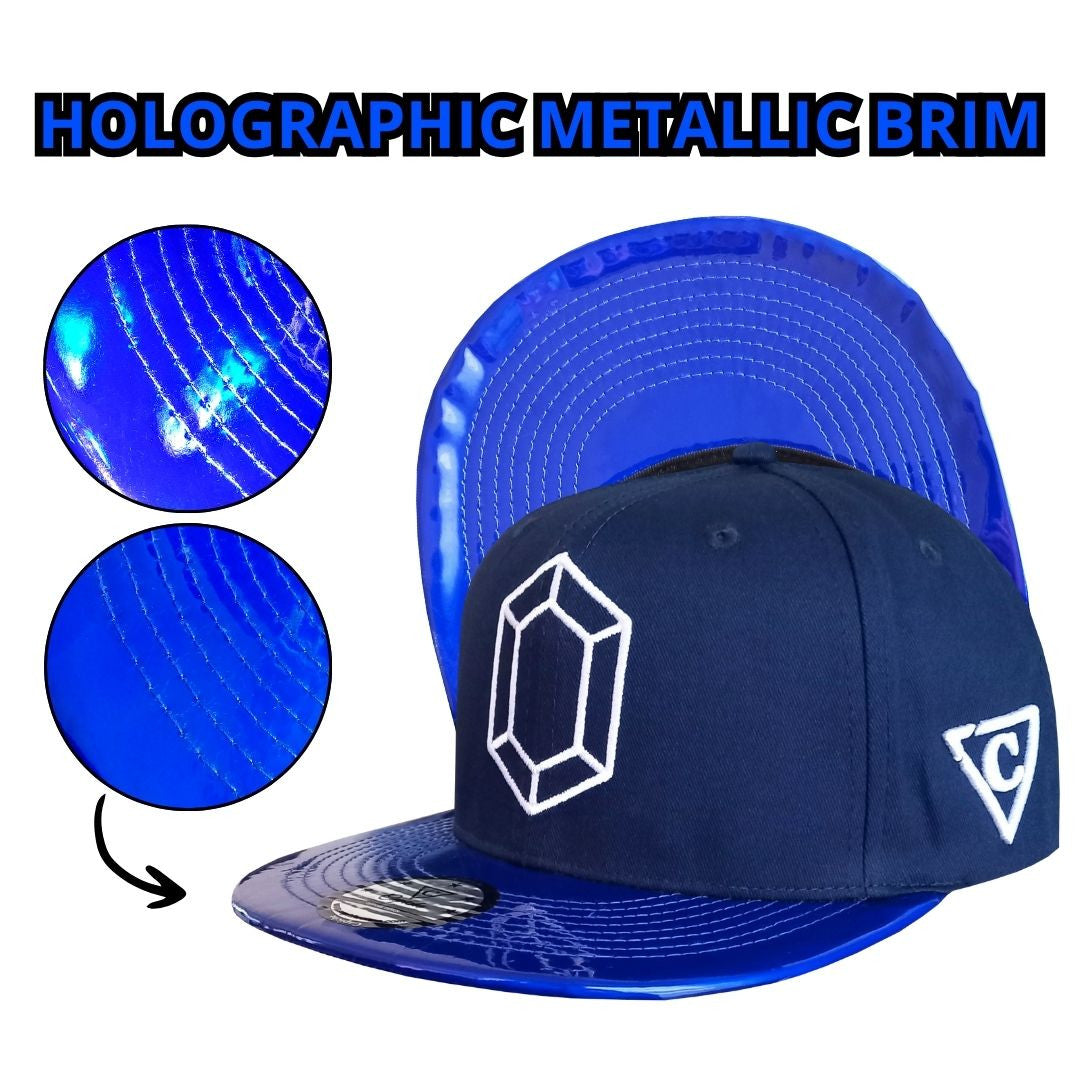 Sapphire Snapback - Blue Holographic Brim - Capiche Caps Holographic