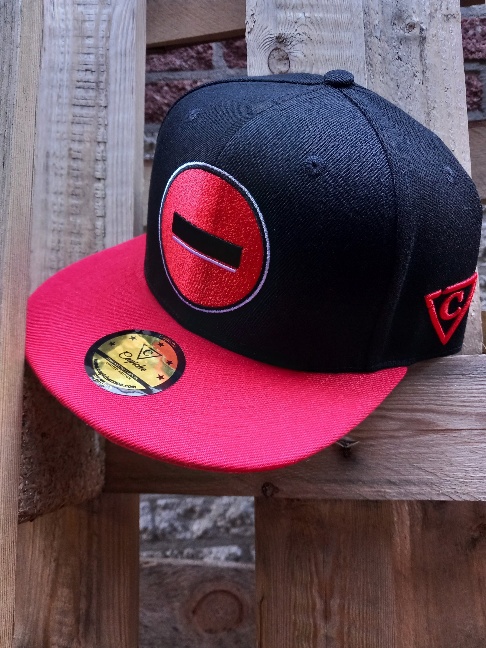 James Hutton x Capiche Collab Snapback - Black/Red - Capiche Caps Black