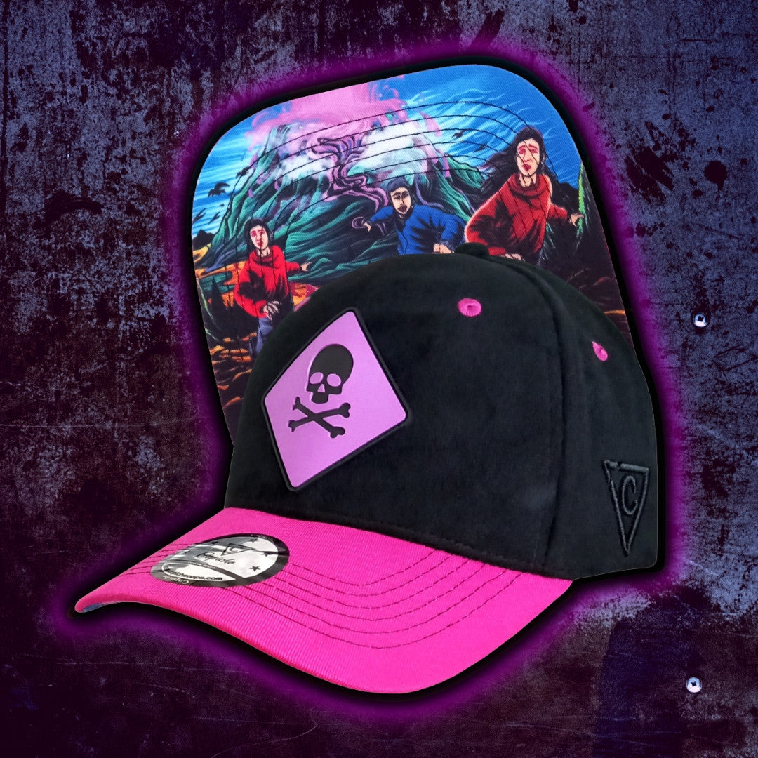 Purple Volcano Curved Cap - Black Fleece/Pink - Capiche Caps Black