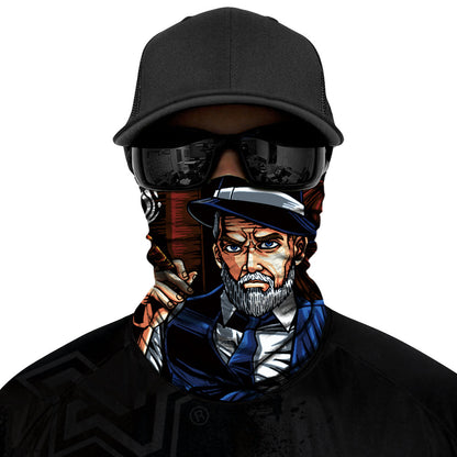 Cigar Biker Mask - Dark Blue/Brown - Capiche Caps Biker Mask