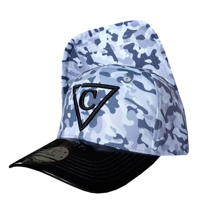 Grey Camo Curved Baseball Cap - Grey - Capiche Caps Black