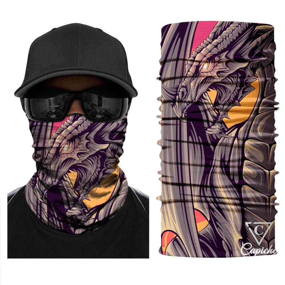 Black Dragon Biker Mask - Black/Grey - Capiche Caps Black