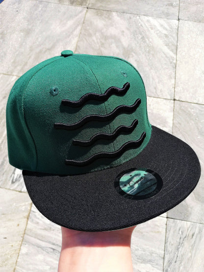 The Shark Snapback - Green/Black - Capiche Caps Black