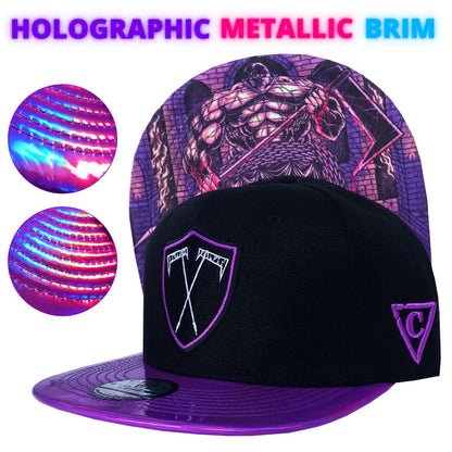 The Executioner Snapback - Black/Purple Holographic - Capiche Caps Purple