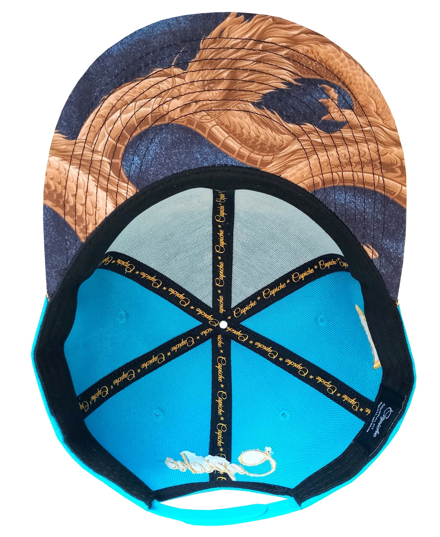 Golden Dragon Snapback - Blue/Gold - Capiche Caps Snapback