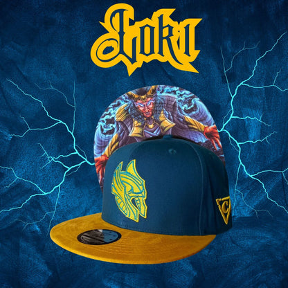 Loki Snapback - Blue/Yellow Suede - Capiche Caps Suede