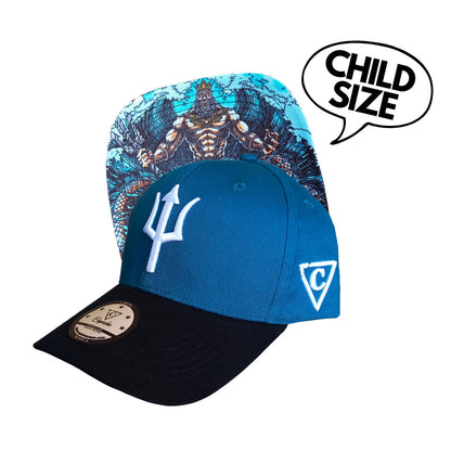 Poseidon Curved Cap Child Size - Black/Blue - Capiche Caps Black