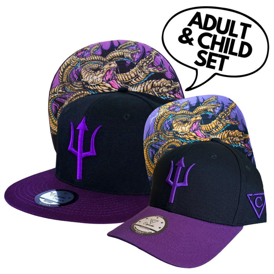 DAD&CHILD Set Hydra - Black/Purple - Capiche Caps Purple