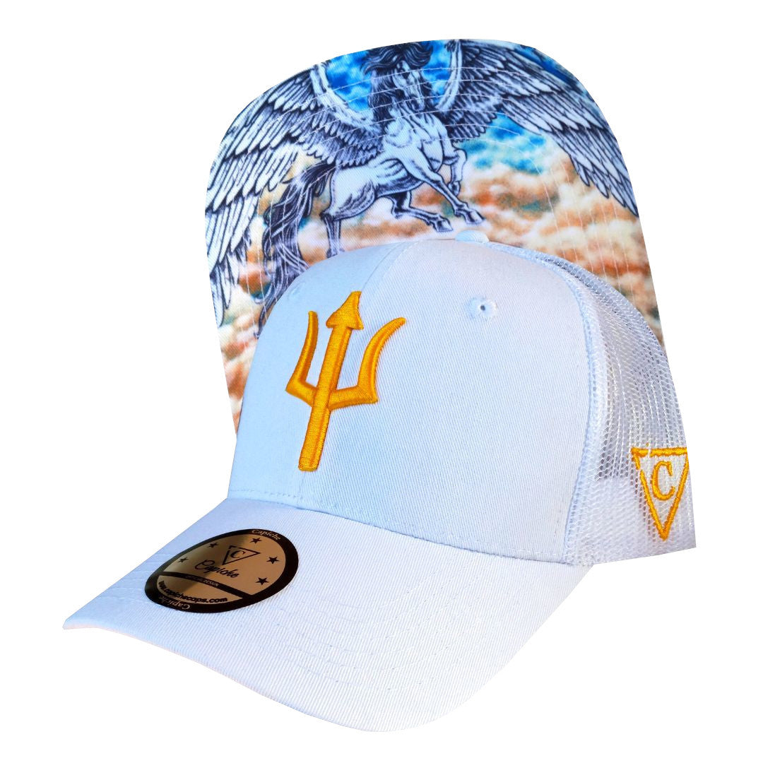 Pegasus Trucker Cap - White - Capiche Caps Best Sellers