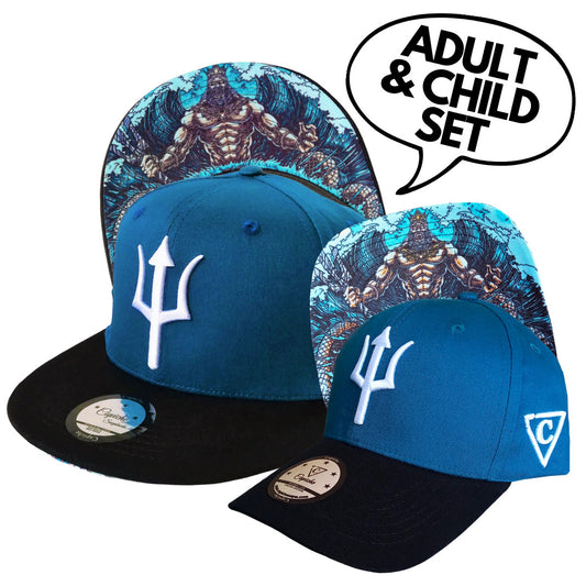 DAD&CHILD Set Poseidon - Blue/Black - Capiche Caps Black