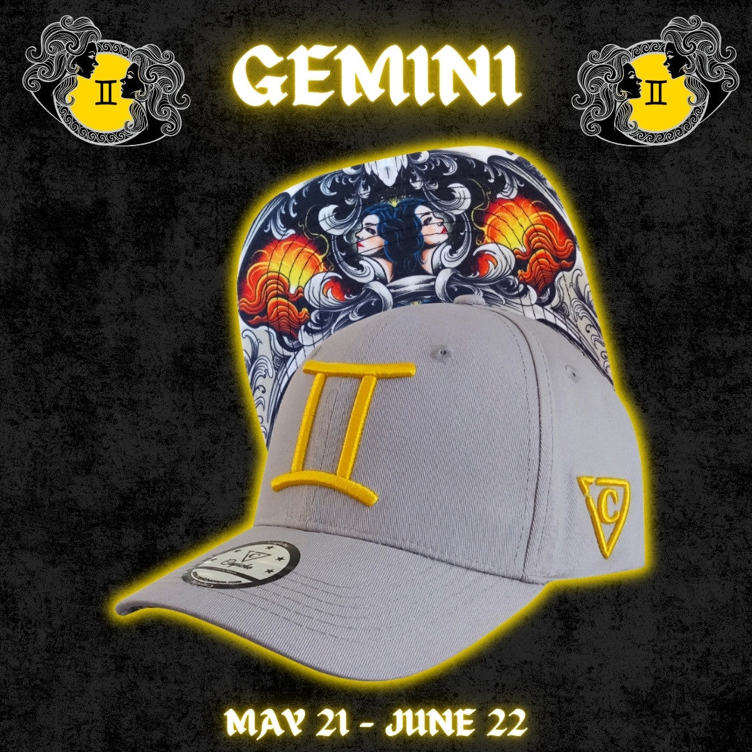 Zodiac Gemini Curved Cap - Light Grey - Capiche Caps Zodiac