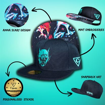 Anna Scary x Capiche Collab Snapback - Black/Mint - Capiche Caps Black