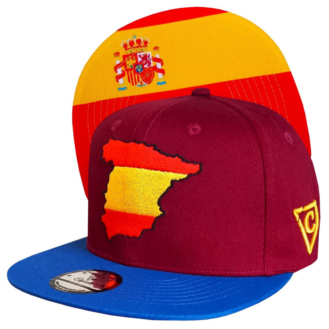 European Championship Spain Dark Red Snapback Baseball Cap Blue Brim (2).jpg