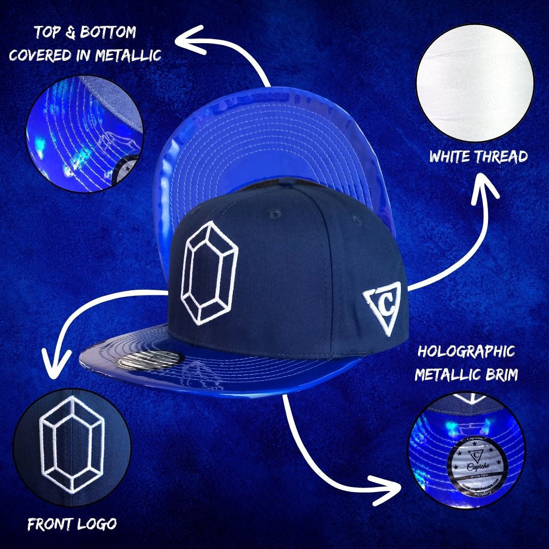 Sapphire Snapback - Blue Holographic Brim - Capiche Caps Holographic