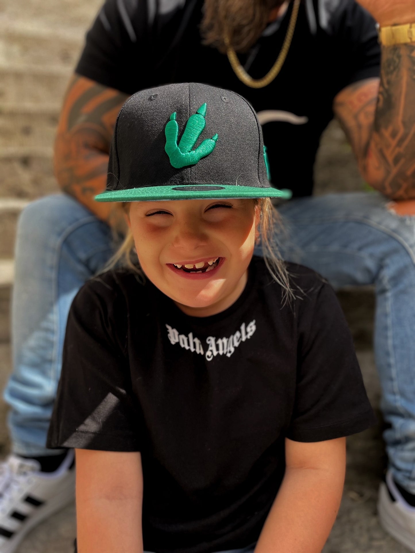 T-rex Snapback Child Size - Black/Green - Capiche Caps Black