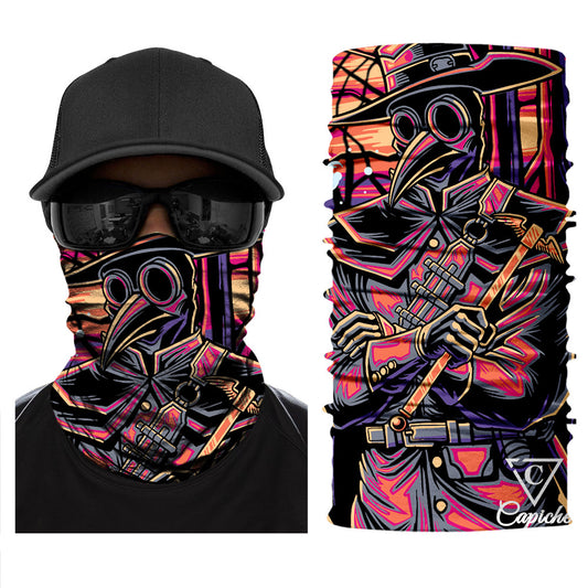 Death Plague Biker Mask - Orange/Pink - Capiche Caps Biker Mask