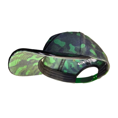 Green Camo Curved Cap Child Size - Green/Black Metallic - Capiche Caps Black