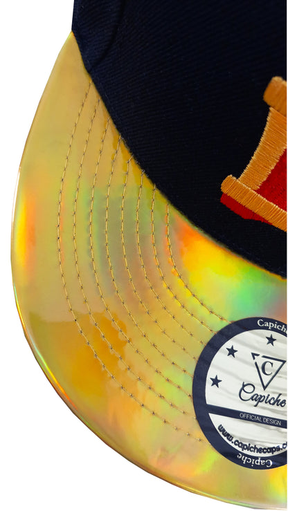 Go For Gold Snapback - Black/Gold Holographic - Capiche Caps Black