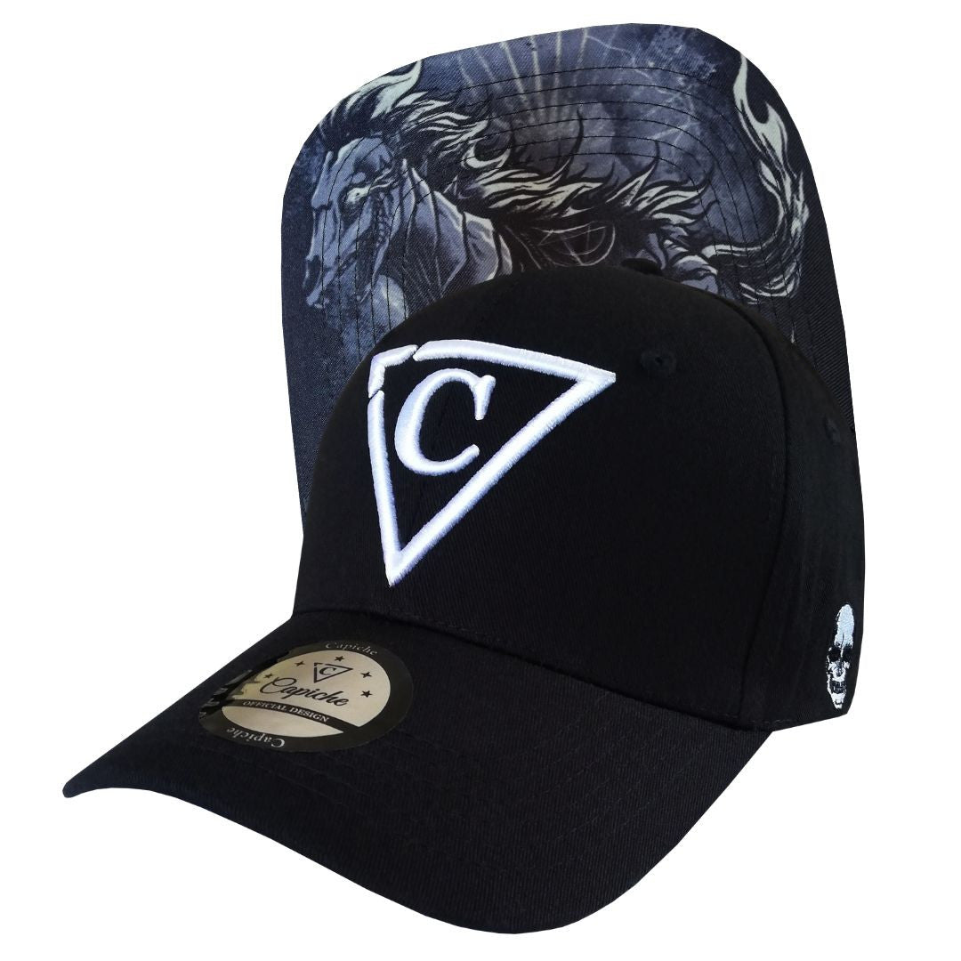 Immortal Horse Curved Baseball Cap - Black - Capiche Caps Black