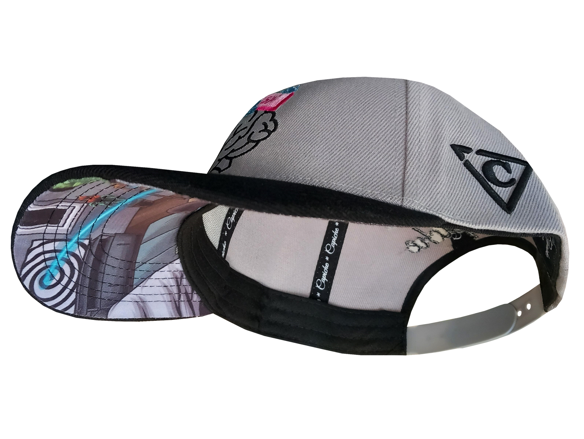 Brainwashed Curved Cap - Grey/Black - Capiche Caps Best Sellers