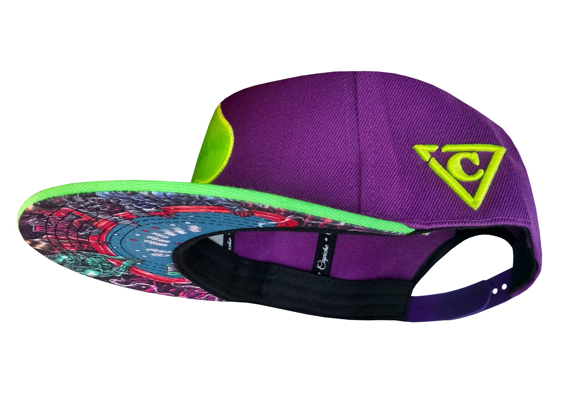 Black Jack Snapback - Purple/Neon Green - Capiche Caps Casino