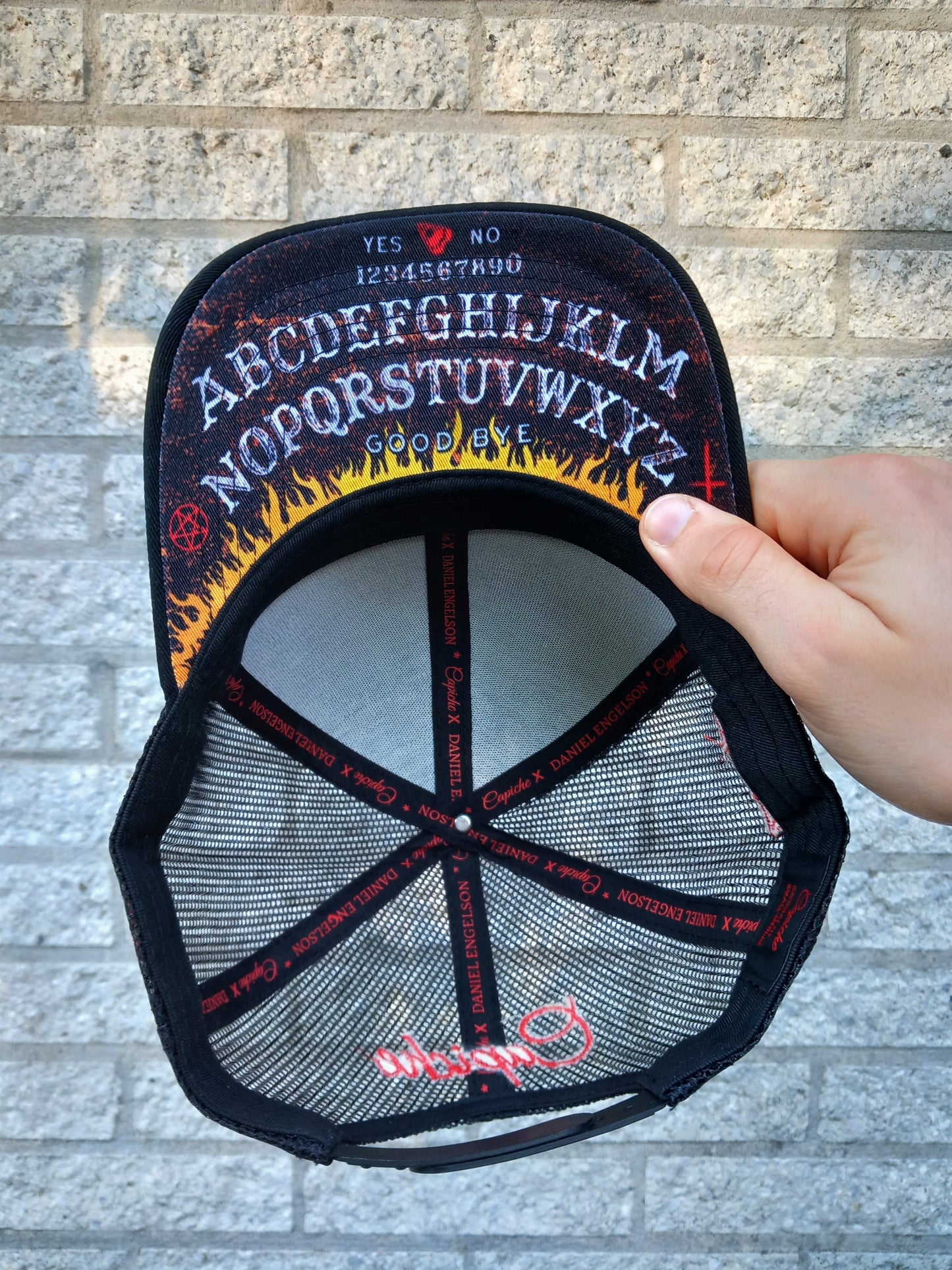 Daniel Engelson x Capiche Collab Trucker Cap - Grind With Your Demons - Capiche Caps Black