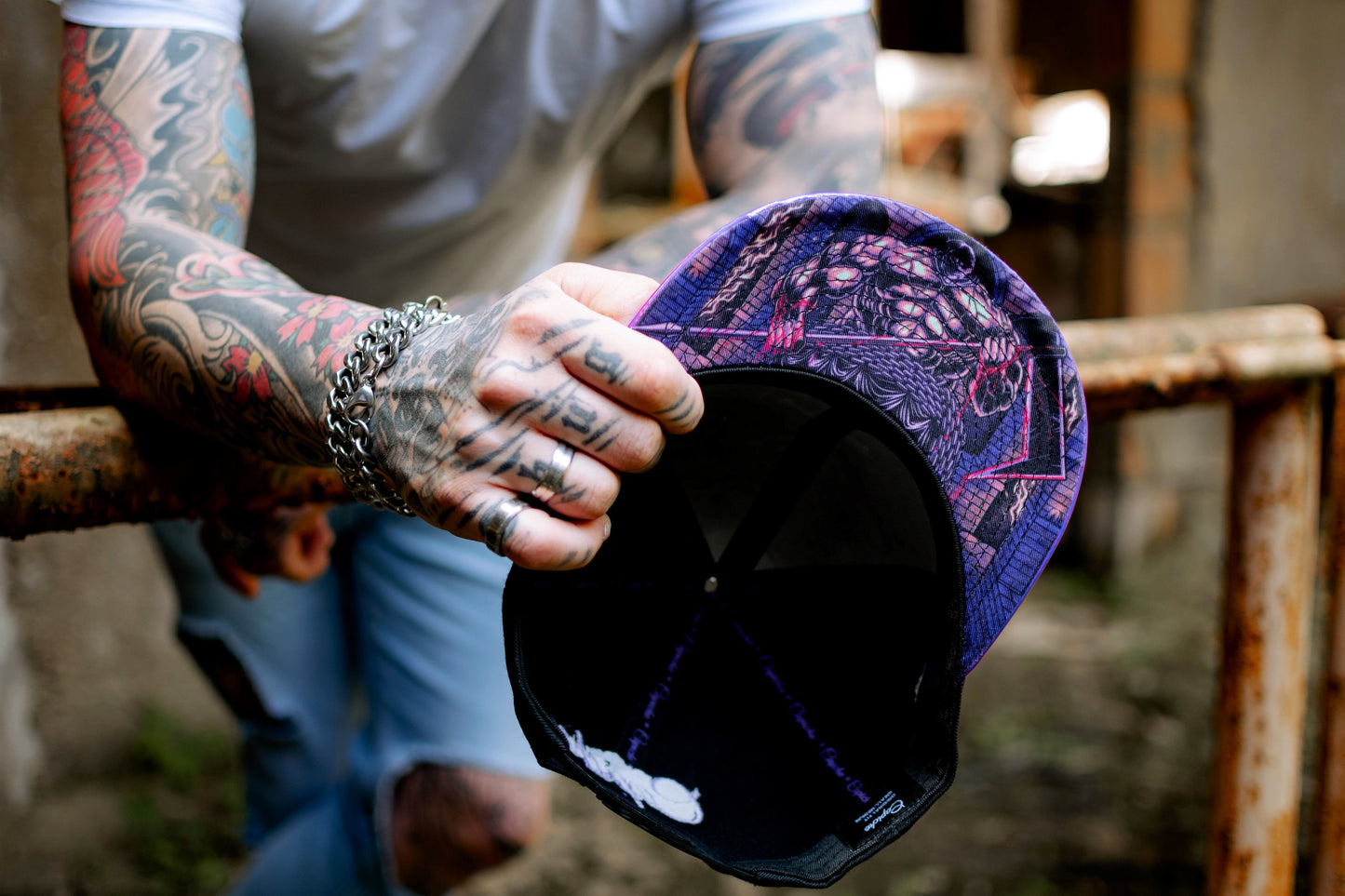 The Executioner Snapback - Black/Purple Holographic - Capiche Caps Purple