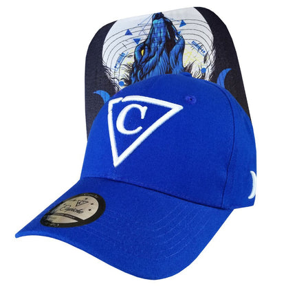 Crying Wolf Curved Baseball Cap - Blue - Capiche Caps Curved Cap