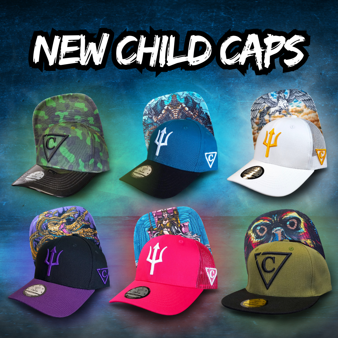 Green Camo Curved Cap Child Size - Green/Black Metallic - Capiche Caps Black