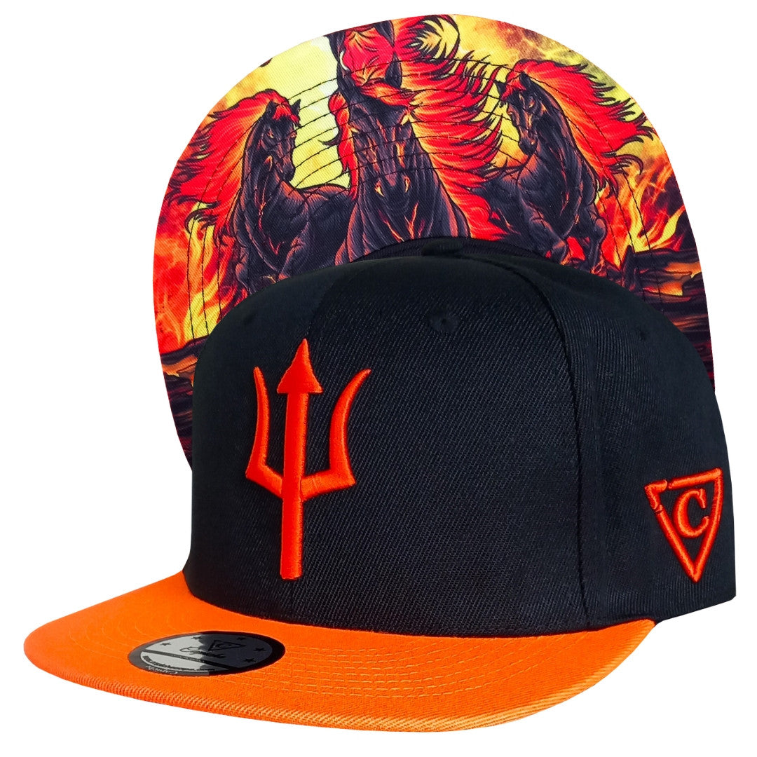 Black Orange Snapback Baseball Cap Aethon Capiche Caps (4).jpg