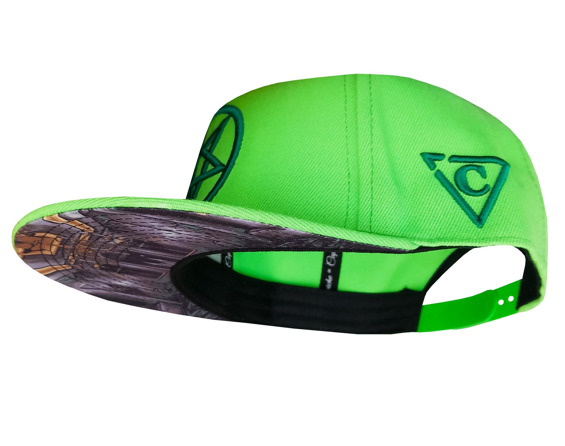 Cursed Mansion Snapback - Neon Green - Capiche Caps Green