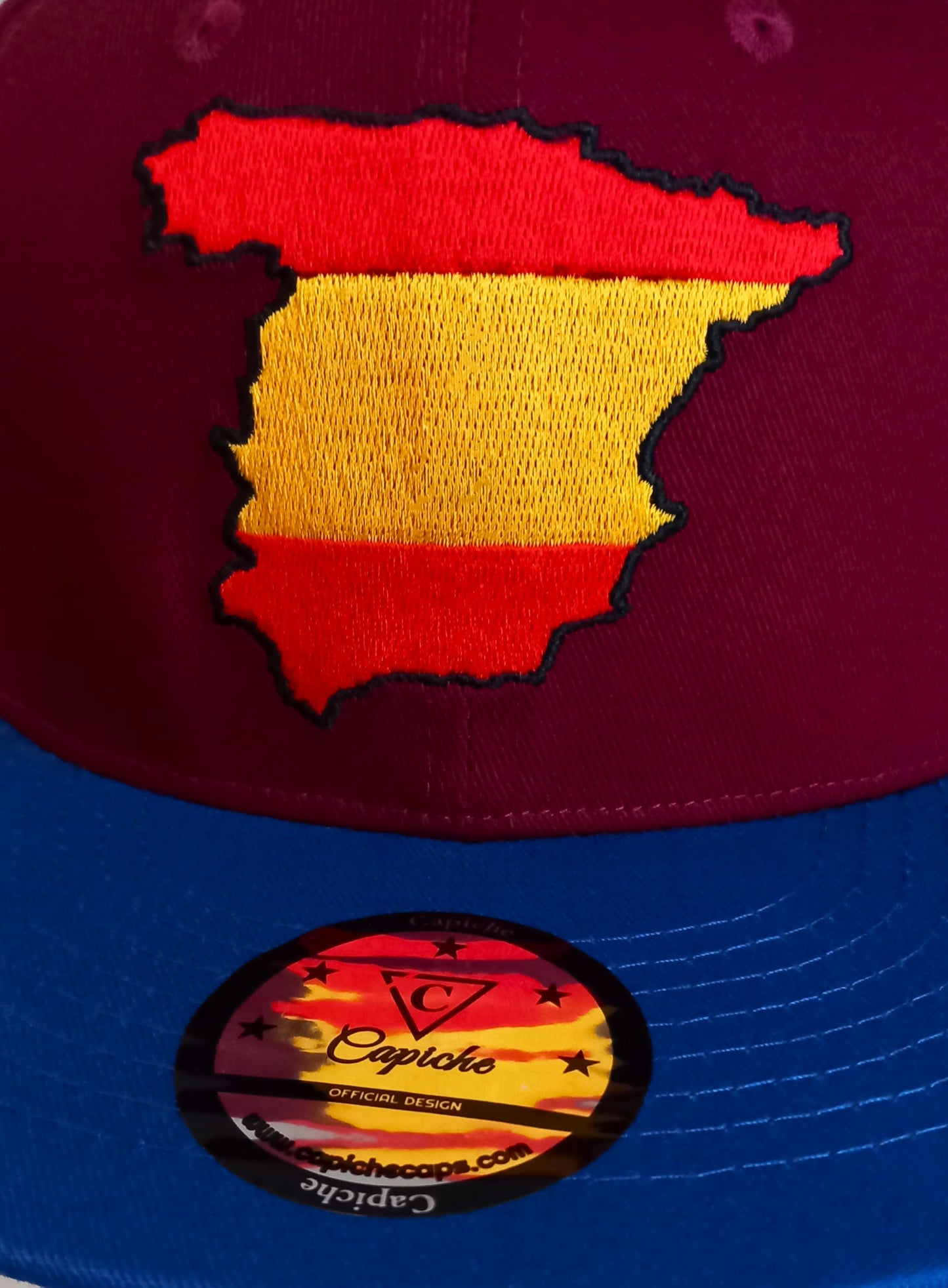 European Championship Spain Dark Red Snapback Baseball Cap Blue Brim (4).jpg