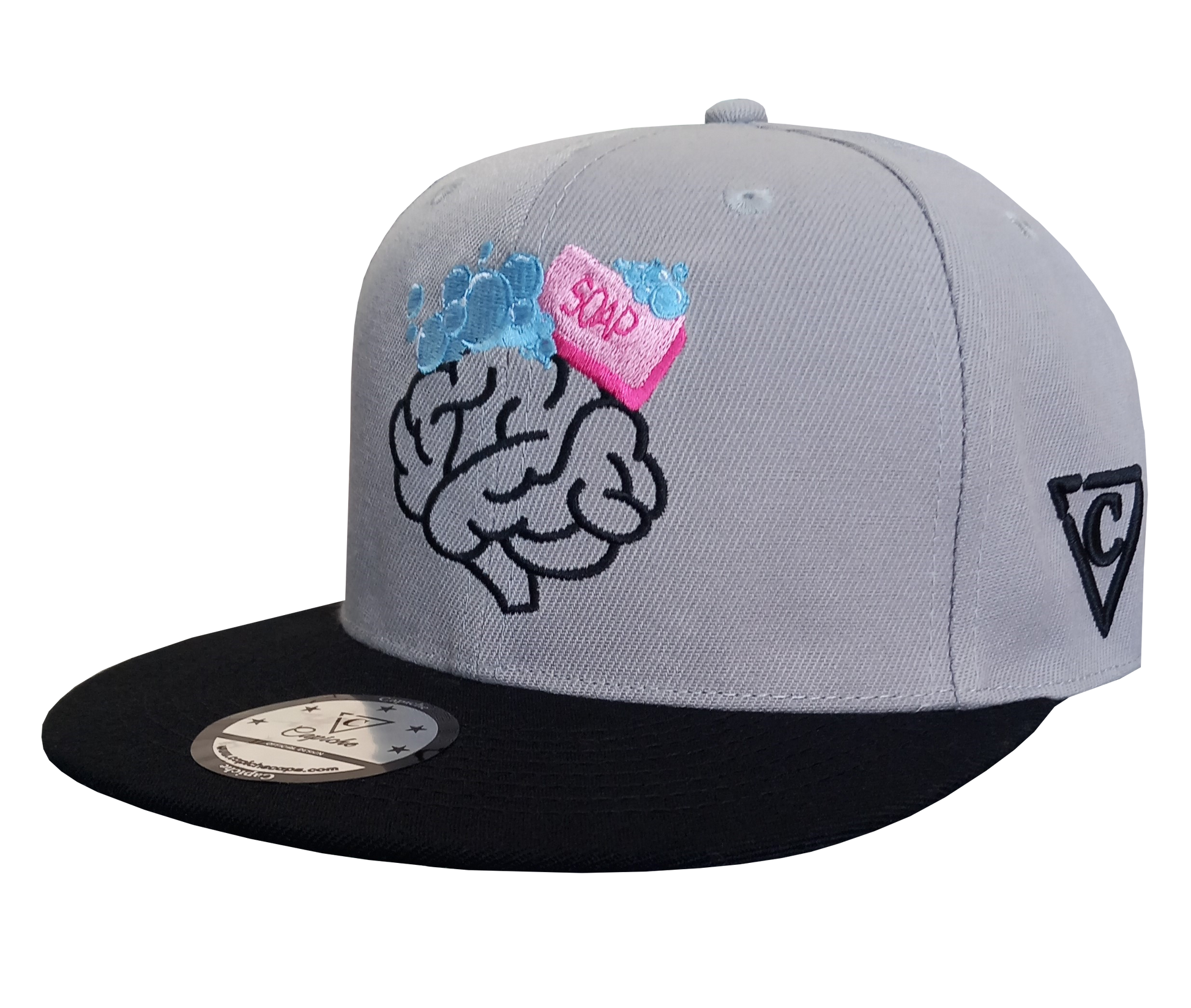 Brainwashed Snapback - Grey/Black - Capiche Caps Black