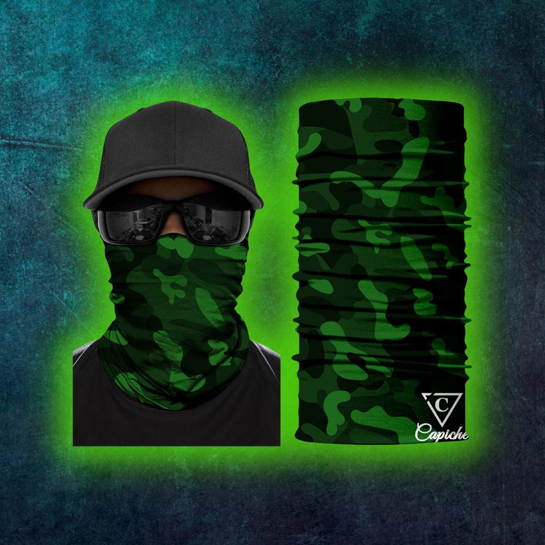 Green Camo Biker Mask - Green - Capiche Caps Biker Mask