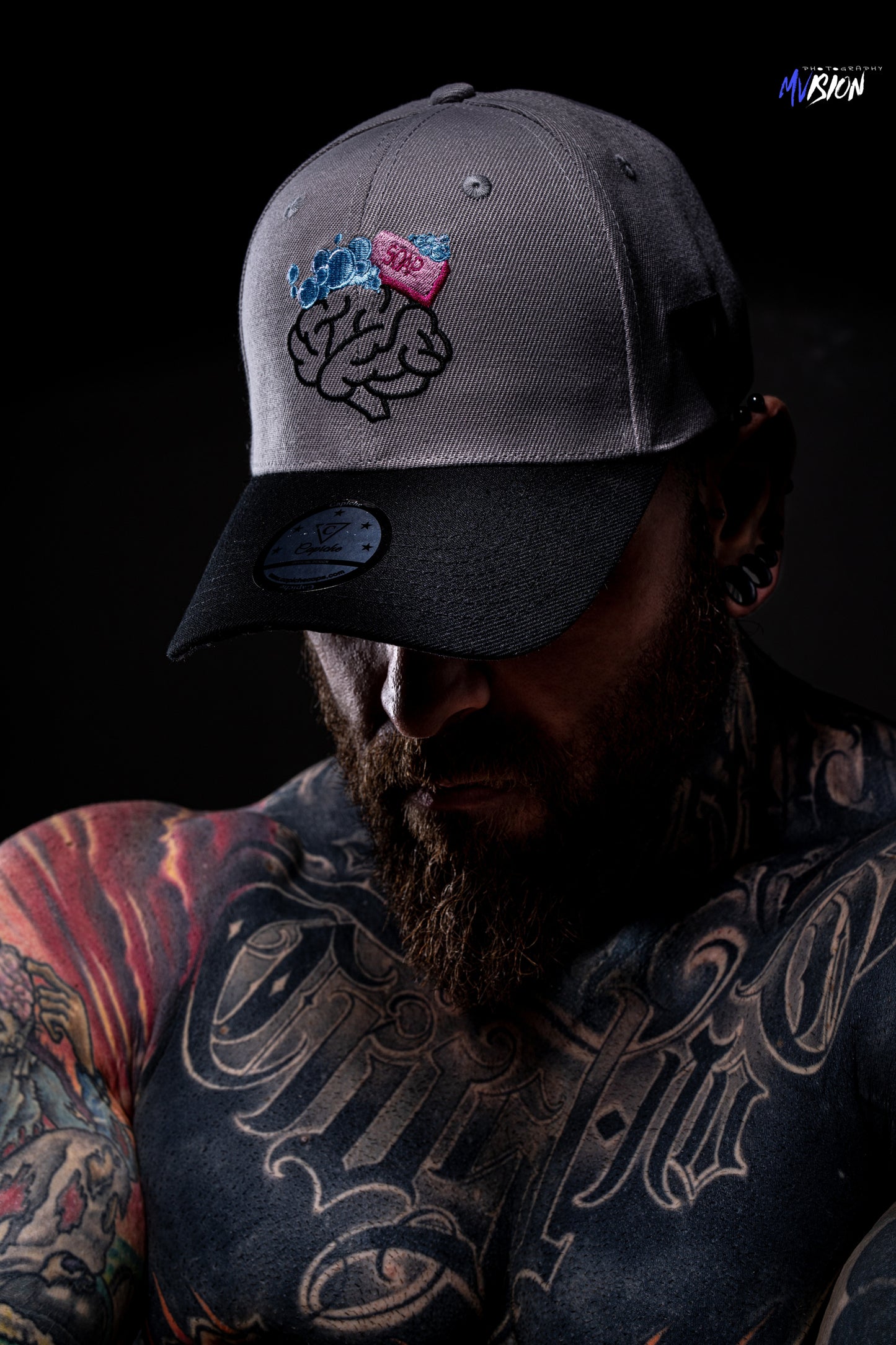 Brainwashed Curved Cap - Grey/Black - Capiche Caps Best Sellers