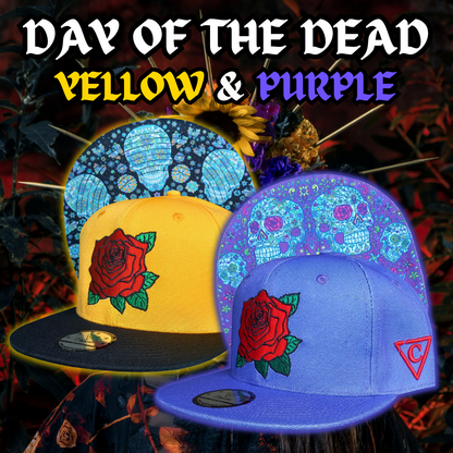 Day Of The Dead 1 Snapback - Purple - Capiche Caps Purple