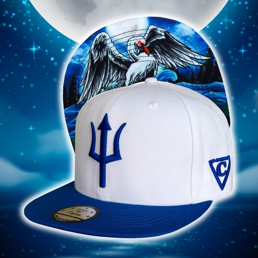 Cycnus Snapback - White/Blue - Capiche Caps Snapback