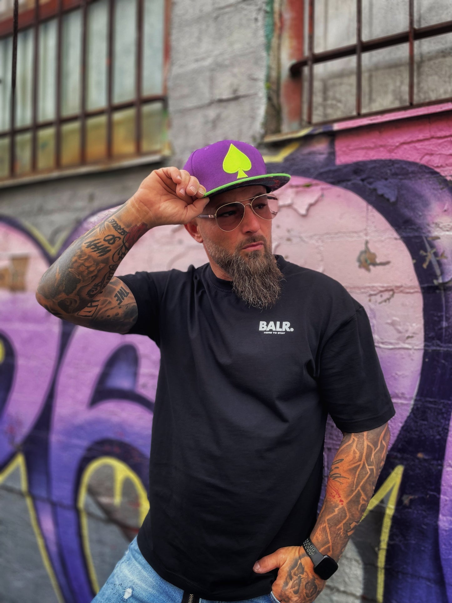 Black Jack Snapback - Purple/Neon Green - Capiche Caps Casino