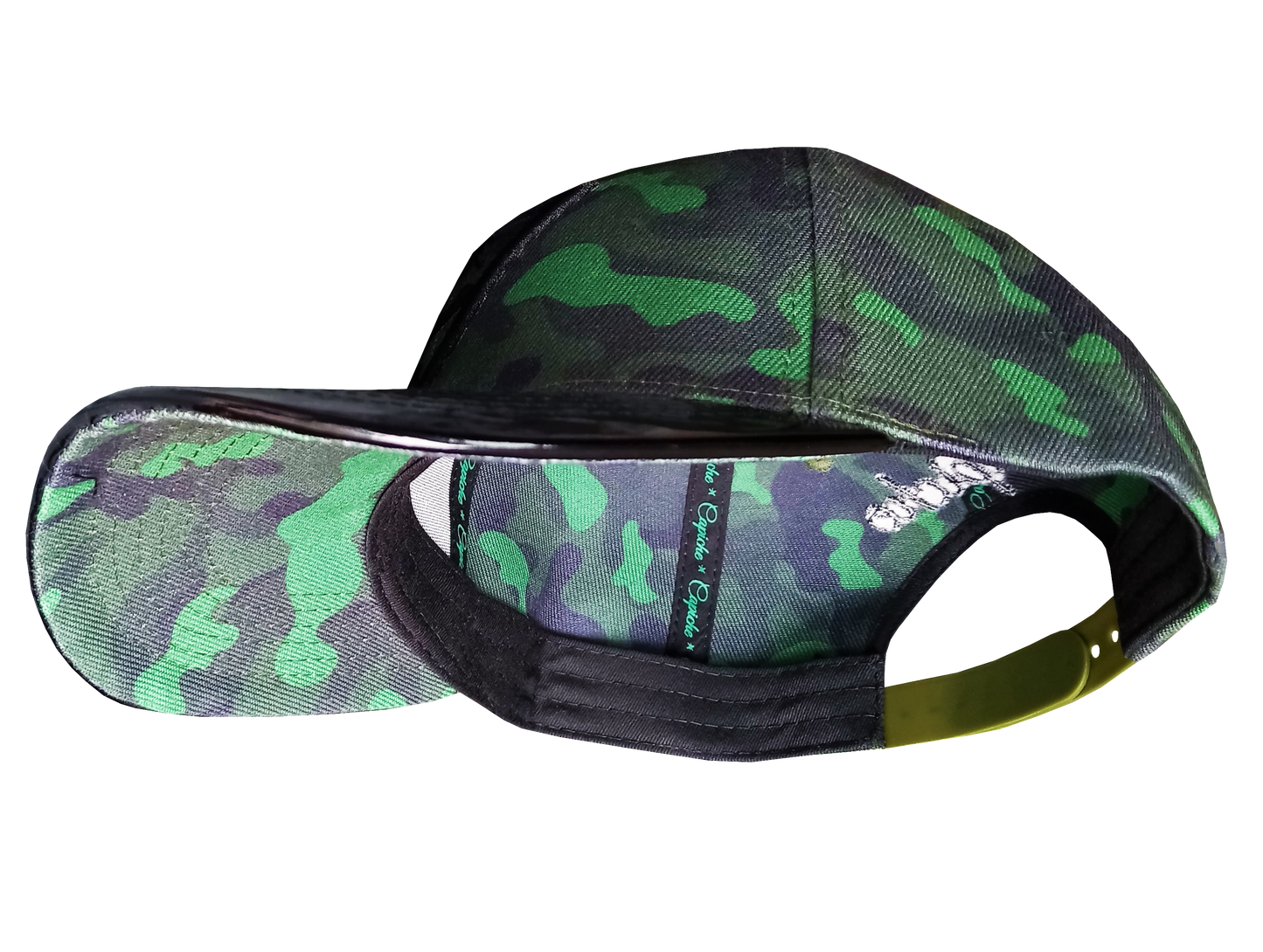 Green Camo Curved Cap - Green/Black Metallic - Capiche Caps Black