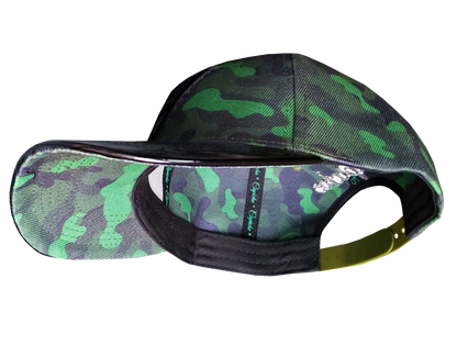 Green Camo Curved Cap - Green/Black Metallic - Capiche Caps Black