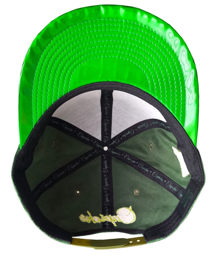 Emerald Suede Snapback - Green Holographic Brim - Capiche Caps Suede